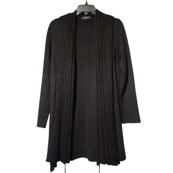 CLORINDA Sweaters - Clorinda‎ Made in Italy Black Merino Wool Mohair Blend Longline Cardigan Sweater